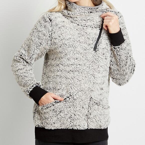 Maurice's Sherpa Pullover Fleece Sweater Pockets Sweatshirt Jumper Size XXL Gray - Picture 1 of 16